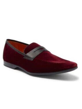 New! Magnanni Vale Velvet Penny Loafer Shoes Size 10 US Burgundy 23686 DD32 43